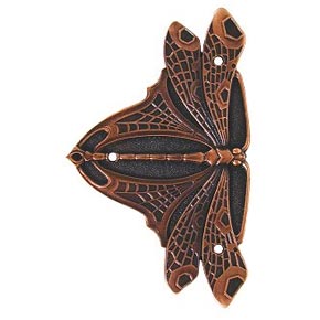 Notting Hill [NHH-907-AC] Solid Pewter Decorative Cabinet Hinge Plate - Dragonfly - Antique Copper Finish - 1 1/2" W x 2 1/2" H
