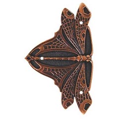 Notting Hill [NHH-907-AC] Solid Pewter Decorative Cabinet Hinge Plate - Dragonfly - Antique Copper Finish - 1 1/2&quot; W x 2 1/2&quot; H - Pair