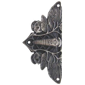 Notting Hill [NHH-920-AP] Solid Pewter Decorative Cabinet Hinge Plate - Cicade on Leaves - Antique Pewter Finish - 1 1/4" W x 2 5/8" H