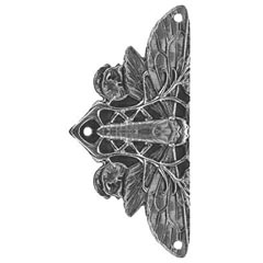 Notting Hill [NHH-920-BN] Solid Pewter Decorative Cabinet Hinge Plate - Cicada on Leaves - Brite Nickel Finish - 1 1/4&quot; W x 2 5/8&quot; H - Pair