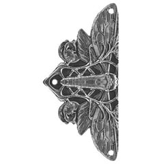 Notting Hill [NHH-920-BN] Solid Pewter Decorative Cabinet Hinge Plate - Cicada on Leaves - Brite Nickel Finish - 1 1/4&quot; W x 2 5/8&quot; H - Pair