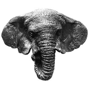 Notting Hill [NHBP-853-AP] Solid Pewter Cabinet Cup Pull - Goliath Elephant - Antique Pewter Finish - 3" Centers - 3 5/8" L