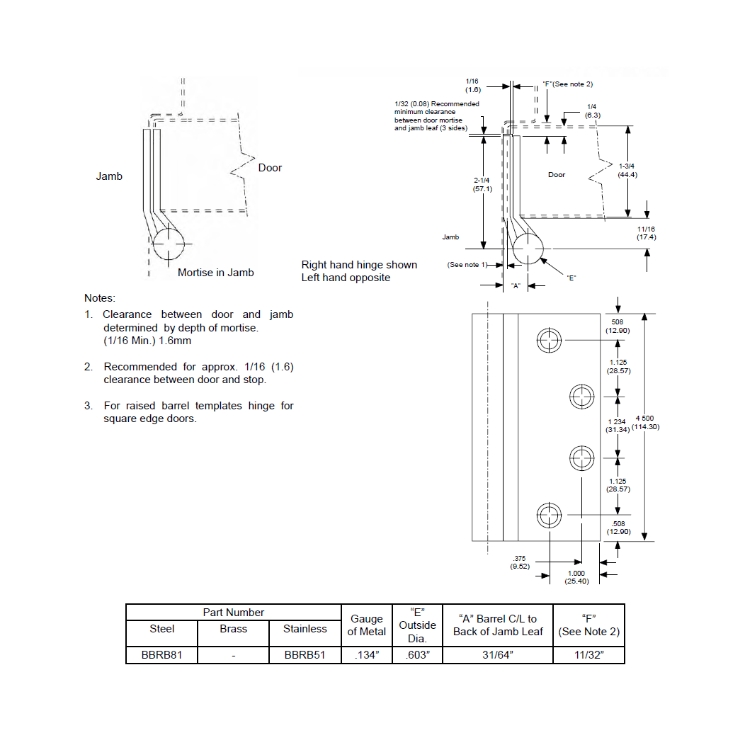 PBB BB-45 Door Butt Hinge PBB BB-45 Door Butt Hinge