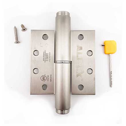 PBB Architectural [AX-L21S45630] ALREX Stainless Steel Hydraulic Door Closer Hinge Set - 2 Hinge &amp; 1 Dummy - Full Mortise - Square Corner - Left Hand - Brushed Finish - 4 1/2&quot; H x 4 1/2&quot; W