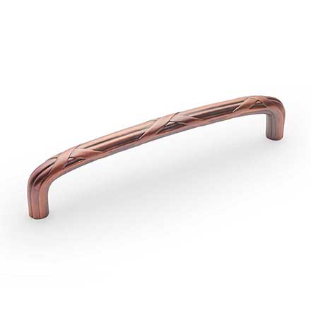 RK International [PH-4857-DC] Solid Brass Appliance/Door Pull Handle - Lines &amp; Crosses - Distressed Copper Finish - 12" C/C - 12 3/4" L