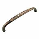 RK International [PH-6615-BE] Die Cast Zinc Appliance/Door Pull Handle - Palermo Series - Brushed English Finish - 12" C/C - 12 13/16" L