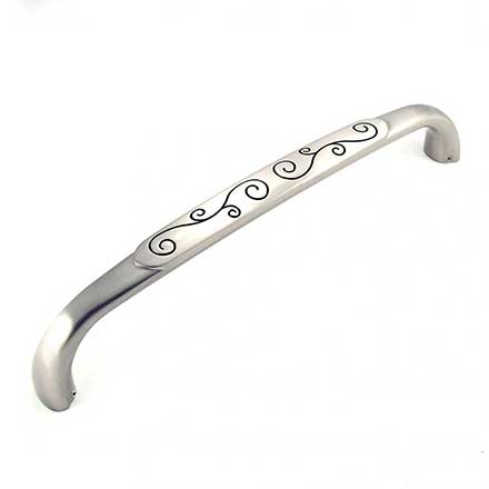 RK International [PH-6615-SNB] Die Cast Zinc Appliance/Door Pull Handle - Palermo Series - Satin Nickel w/ Black Finish - 12" C/C - 12 13/16" L
