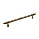 RK International [PH-4861-AE] Solid Brass Appliance/Door Pull Handle - Lined w/ Petal Ends - Antique English Finish - 12&quot; C/C - 15 1/2&quot; L