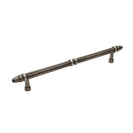 RK International [PH-4861-DN] Solid Brass Appliance/Door Pull Handle - Lined w/ Petal Ends - Distressed Nickel Finish - 12&quot; C/C - 15 1/2&quot; L