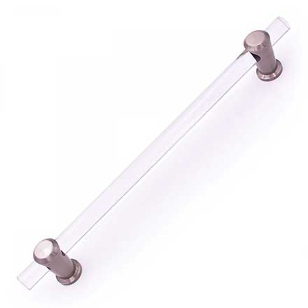 RK International [PH-7000-P] Lucite Appliance/Door Pull Handle - Radiance Series - Clear - Satin Nickel Finish - 12" C/C - 15" L