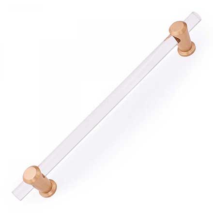 RK International [PH-7000-SB] Lucite Appliance/Door Pull Handle - Radiance Series - Clear - Satin Brass Finish - 12&quot; C/C - 15&quot; L
