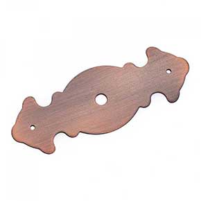 RK International [BP-1790-DC] Solid Brass Cabinet Knob Backplate - Decorative Plate w/ One Hole - Distressed Copper Finish - 3 1/2" L