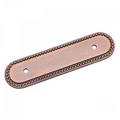 RK International [BP-1792-BDC] Solid Brass Cabinet Pull Backplate - Beaded Oblong - Distressed Copper Finish - 5&quot; L - 3&quot; Centers