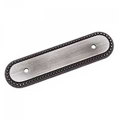 RK International [BP-1792-BDN] Solid Brass Cabinet Pull Backplate - Beaded Oblong - Distressed Nickel Finish - 5&quot; L - 3&quot; Centers