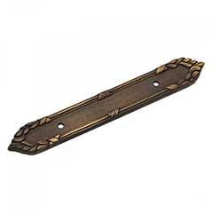 RK International [BP-385-AE] Solid Brass Cabinet Pull Backplate - Ornate Edge - Antique English Finish - 7 3/16&quot; L - 3 1/2&quot; Centers