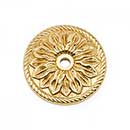 RK International [BP-482] Solid Brass Cabinet Knob Backplate - Flower - Polished Brass Finish - 1 1/2&quot; Dia.