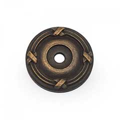RK International [BP-487-AE] Solid Brass Cabinet Knob Backplate - Lines &amp; Crosses - Antique English Finish - 1 1/4&quot; Dia.