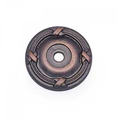 RK International [BP-487-DC] Solid Brass Cabinet Knob Backplate - Lines &amp; Crosses - Distressed Copper Finish - 1 1/4&quot; Dia.