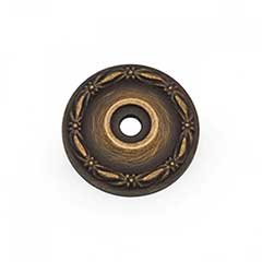 RK International [BP-489-AE] Solid Brass Cabinet Knob Backplate - Small Flat Deco-Leaf - Antique English Finish - 1 1/4&quot; Dia.
