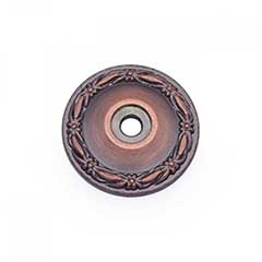 RK International [BP-489-DC] Solid Brass Cabinet Knob Backplate - Small Flat Deco-Leaf - Distressed Copper Finish - 1 1/4&quot; Dia.