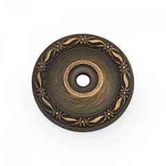 RK International [BP-490-AE] Solid Brass Cabinet Knob Backplate - Large Flat Deco-Leaf - Antique English Finish - 1 1/2&quot; Dia.