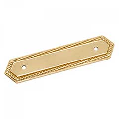 RK International [BP-7813] Solid Brass Cabinet Pull Backplate - Rope - Polished Brass Finish - 5&quot; L - 3 1/2&quot; Centers