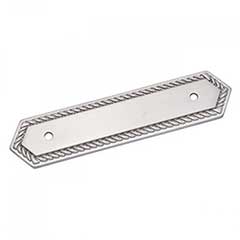 RK International [BP-7813-P] Solid Brass Cabinet Pull Backplate - Rope - Satin Nickel Finish - 5&quot; L - 3 1/2&quot; Centers