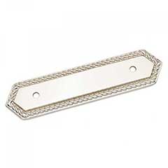 RK International [BP-7814-PN] Solid Brass Cabinet Pull Backplate - Rope Bow - Polished Nickel Finish - 5&quot; L - 3&quot; Centers