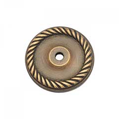 RK International [BP-7820-AE] Solid Brass Cabinet Knob Backplate - Rope Edge Single Hole - Antique English Finish - 1 5/8&quot; Dia.