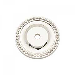 RK International [BP-7822-PN] Solid Brass Cabinet Knob Backplate - Beaded Single Hole - Polished Nickel Finish - 1 5/8&quot; Dia.