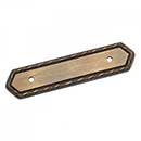 RK International [BP-7824-AE] Solid Brass Cabinet Pull Backplate - Deco-Leaf Edge - Antique English Finish - 5" L - 3" Centers
