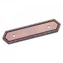 RK International [BP-7824-DC] Solid Brass Cabinet Pull Backplate - Deco-Leaf Edge - Distressed Copper Finish - 5&quot; L - 3&quot; Centers