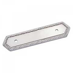 RK International [BP-7824-P] Solid Brass Cabinet Pull Backplate - Deco-Leaf Edge - Satin Nickel Finish - 5&quot; L - 3&quot; Centers