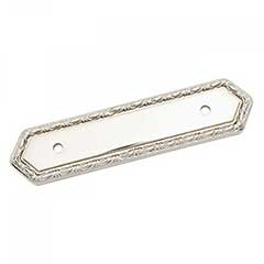 RK International [BP-7824-PN] Solid Brass Cabinet Pull Backplate - Deco-Leaf Edge - Polished Nickel Finish - 5&quot; L - 3&quot; Centers