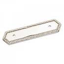 RK International [BP-7824-PN] Solid Brass Cabinet Pull Backplate - Deco-Leaf Edge - Polished Nickel Finish - 5" L - 3" Centers