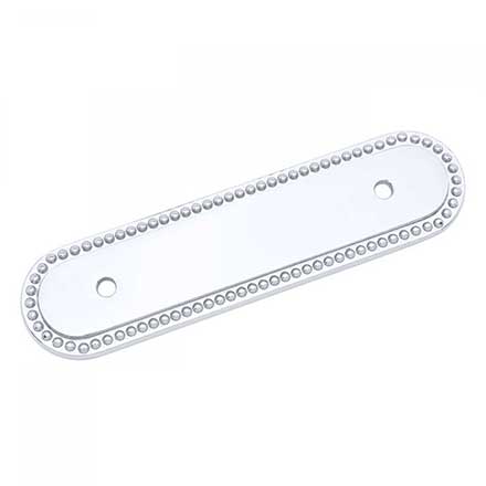 RK International [BP-1792-BC] Solid Brass Cabinet Pull Backplate - Beaded Oblong - Chrome Finish - 5" L - 3" Centers