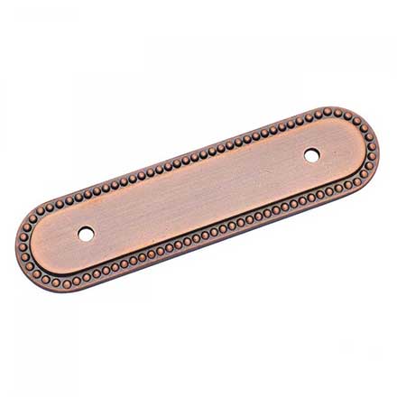RK International [BP-1792-BDC] Solid Brass Cabinet Pull Backplate - Beaded Oblong - Distressed Copper Finish - 5" L - 3" Centers