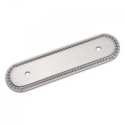 RK International [BP-1792-BP] Solid Brass Cabinet Pull Backplate - Beaded Oblong - Satin Nickel Finish - 5" L - 3" Centers