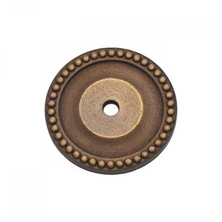 RK International [BP-7822-AE] Solid Brass Cabinet Knob Backplate - Beaded Single Hole - Antique English Finish - 1 5/8&quot; Dia.