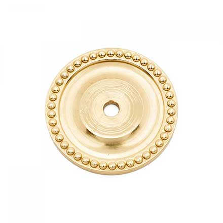 RK International [BP-7822] Solid Brass Cabinet Knob Backplate - Beaded Single Hole - Polished Brass Finish - 1 5/8" Dia.