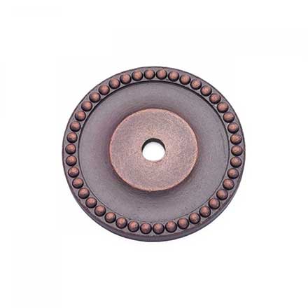 RK International [BP-7822-DC] Solid Brass Cabinet Knob Backplate - Beaded Single Hole - Distressed Copper Finish - 1 5/8" Dia.