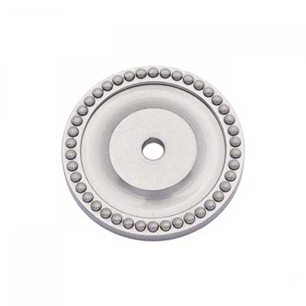 RK International [BP-7822-P] Solid Brass Cabinet Knob Backplate - Beaded Single Hole - Satin Nickel Finish - 1 5/8" Dia.