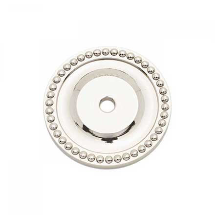 RK International [BP-7822-PN] Solid Brass Cabinet Knob Backplate - Beaded Single Hole - Polished Nickel Finish - 1 5/8" Dia.