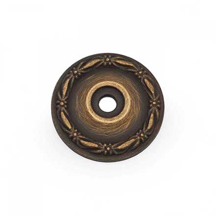 RK International [BP-489-AE] Solid Brass Cabinet Knob Backplate - Small Flat Deco-Leaf - Antique English Finish - 1 1/4&quot; Dia.