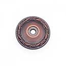 RK International [BP-489-DC] Solid Brass Cabinet Knob Backplate - Small Flat Deco-Leaf - Distressed Copper Finish - 1 1/4" Dia.