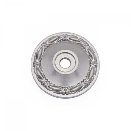RK International [BP-489-P] Solid Brass Cabinet Knob Backplate - Small Flat Deco-Leaf - Satin Nickel Finish - 1 1/4" Dia.