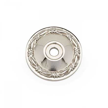 RK International [BP-489-PN] Solid Brass Cabinet Knob Backplate - Small Flat Deco-Leaf - Polished Nickel Finish - 1 1/4" Dia.