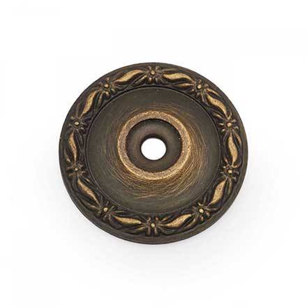 RK International [BP-490-AE] Solid Brass Cabinet Knob Backplate - Large Flat Deco-Leaf - Antique English Finish - 1 1/2&quot; Dia.