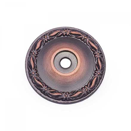 RK International [BP-490-DC] Solid Brass Cabinet Knob Backplate - Large Flat Deco-Leaf - Distressed Copper Finish - 1 1/2" Dia.