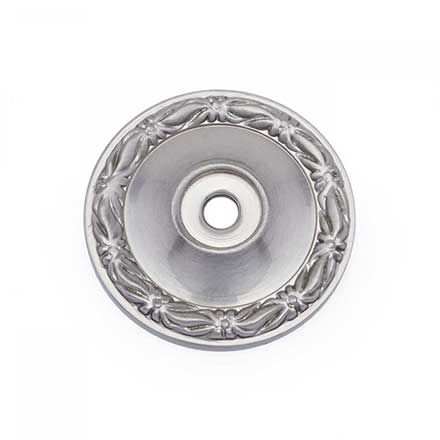 RK International [BP-490-P] Solid Brass Cabinet Knob Backplate - Large Flat Deco-Leaf - Satin Nickel Finish - 1 1/2" Dia.